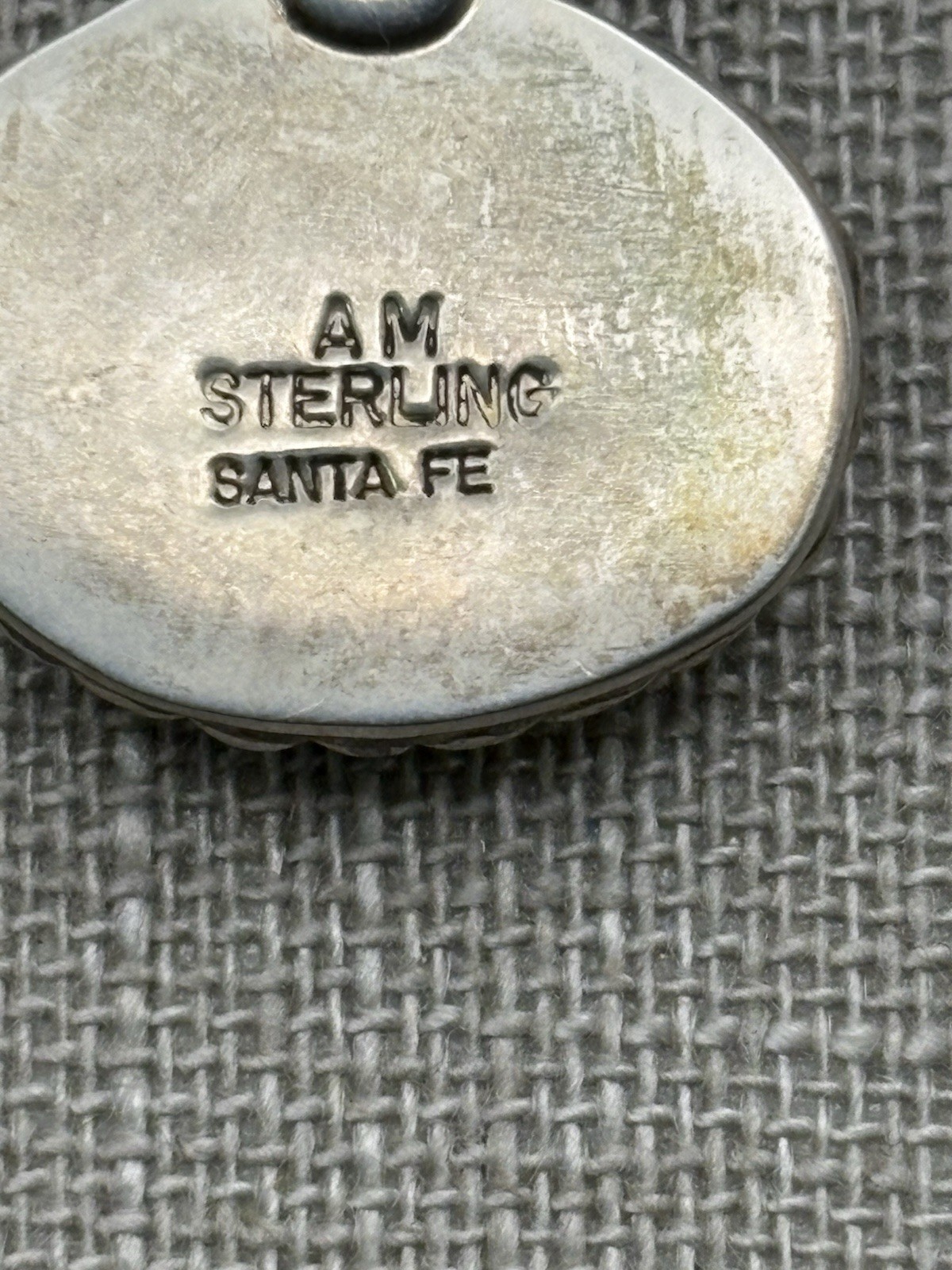 Vintage Sterling Silver AM Santa FE Pendant Necklace Southwestern Multi Stone 7g