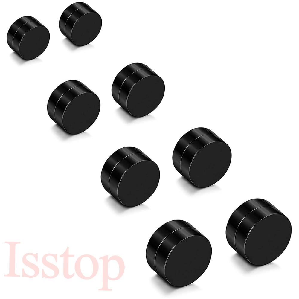 Men Women Magnetic Stainless Steel Stud Earrings Ear Plugs Non-Piercing Clip On