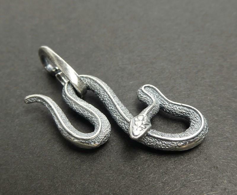 Unique Cool Solid Sterling Silver Coiled Snake Serpent Small Pendant Men Unisex