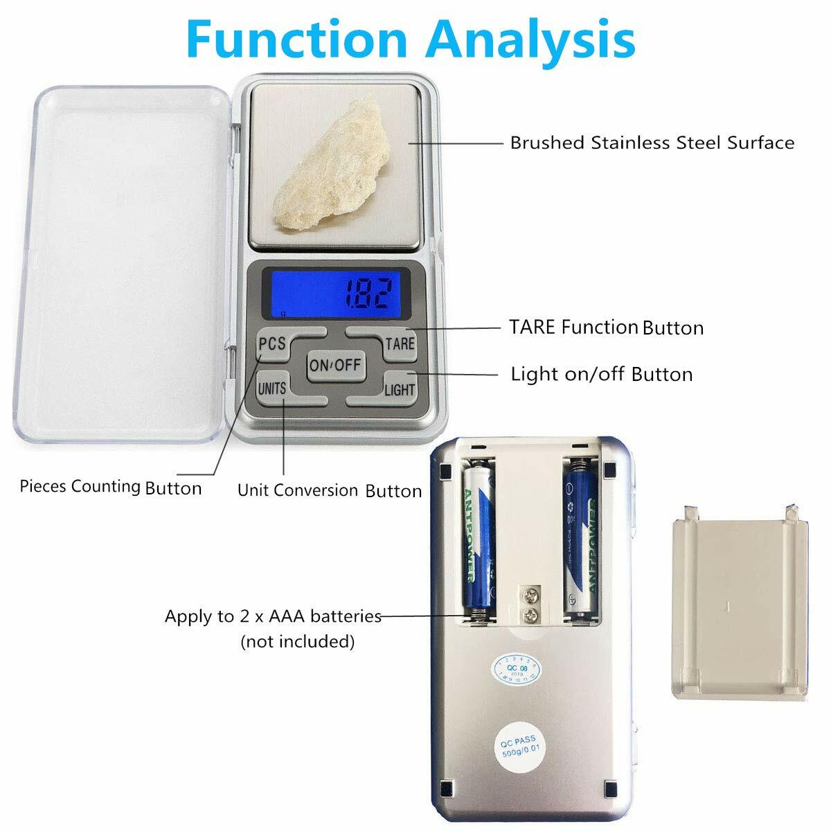 Portable 500g x 0.01g Mini Digital Scale Jewelry Pocket Balance Weight Gram LCD