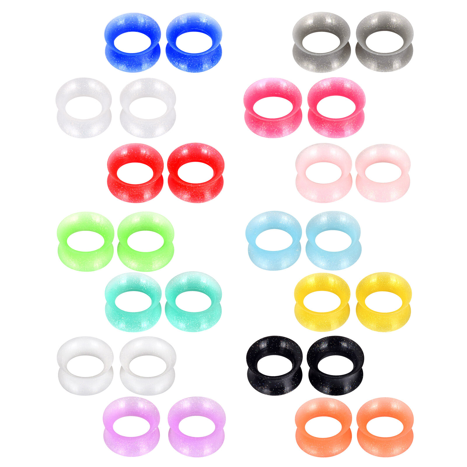 10-100pcs Silicone Flesh Tunnels Earskin-Thin Ear Gauges-Soft Expander 2g-3/4”