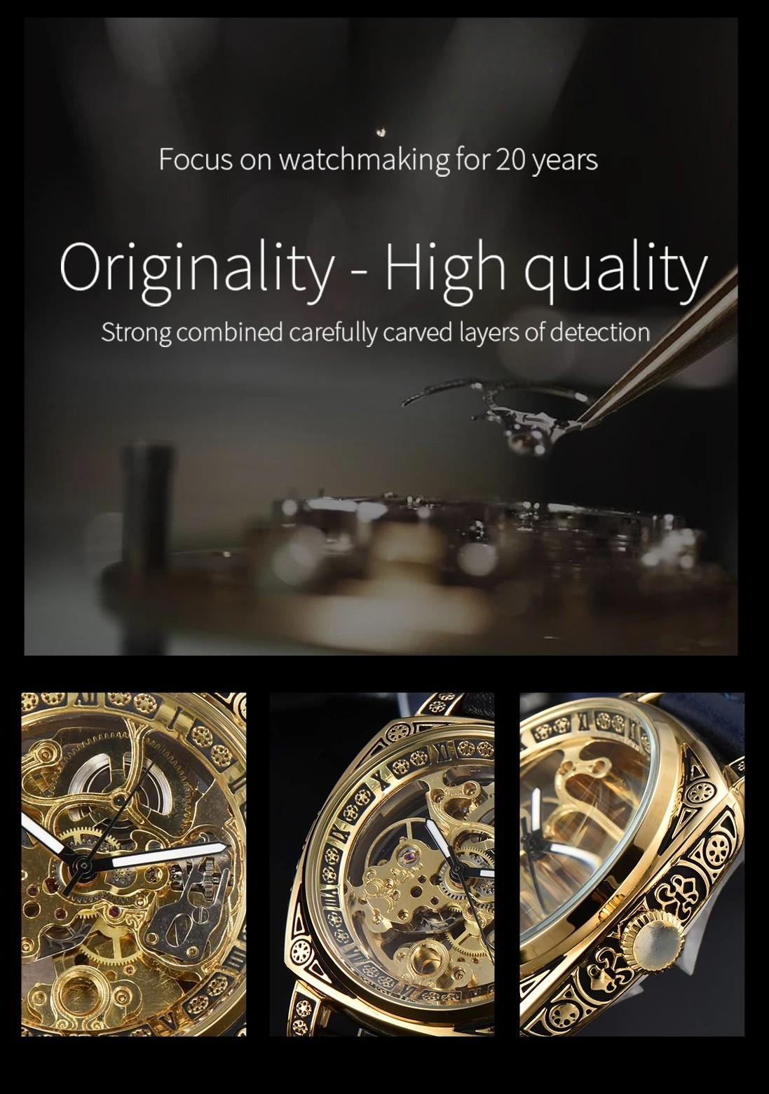 Automatic Retro Skeleton Mechanical Men’s Watch Waterproof Leather Unbranded