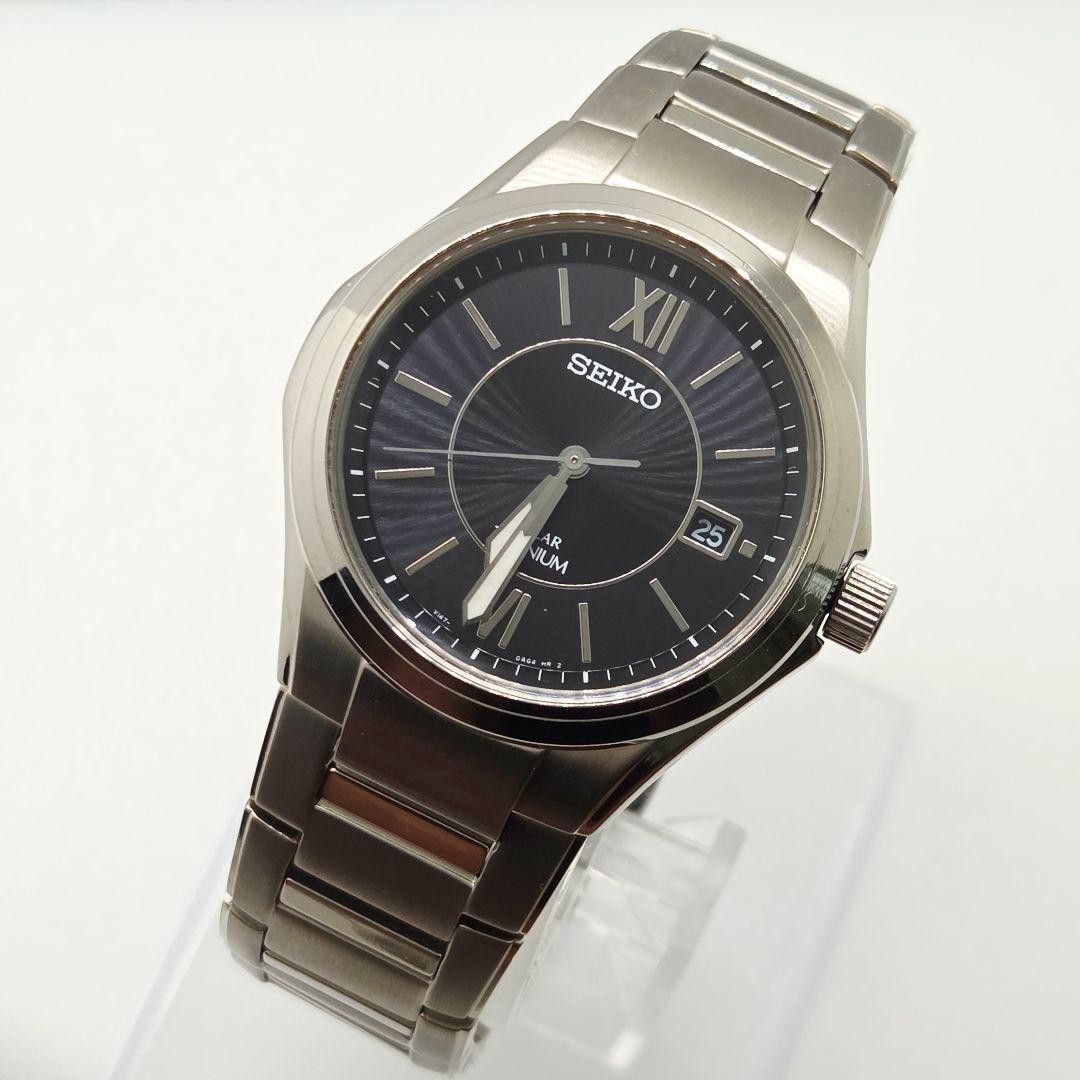 SEIKO V147-0AC0 Titanium Black Dial Date Working Condition