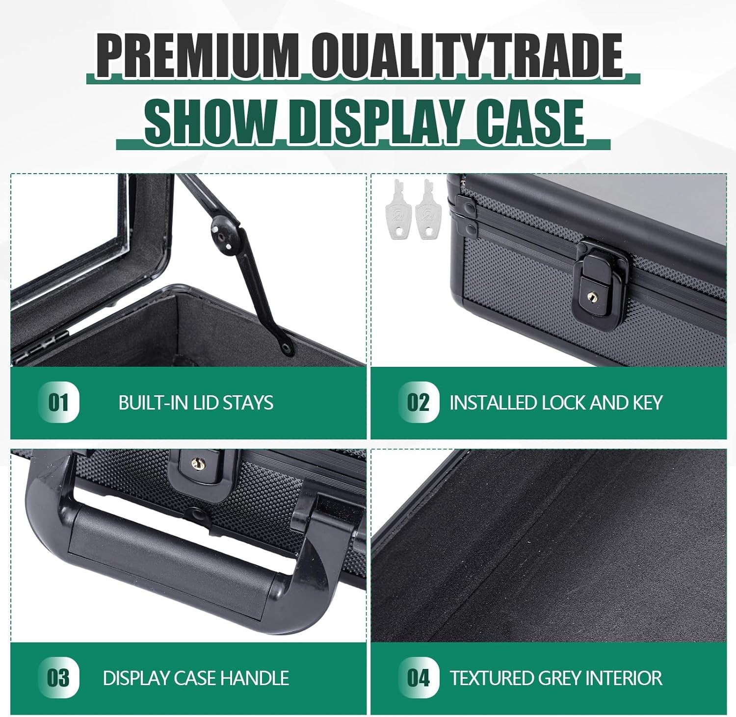 36″X24″ Acrylic Clear Top Display Locking Travel Case Trading Coin/Card/Jewelry