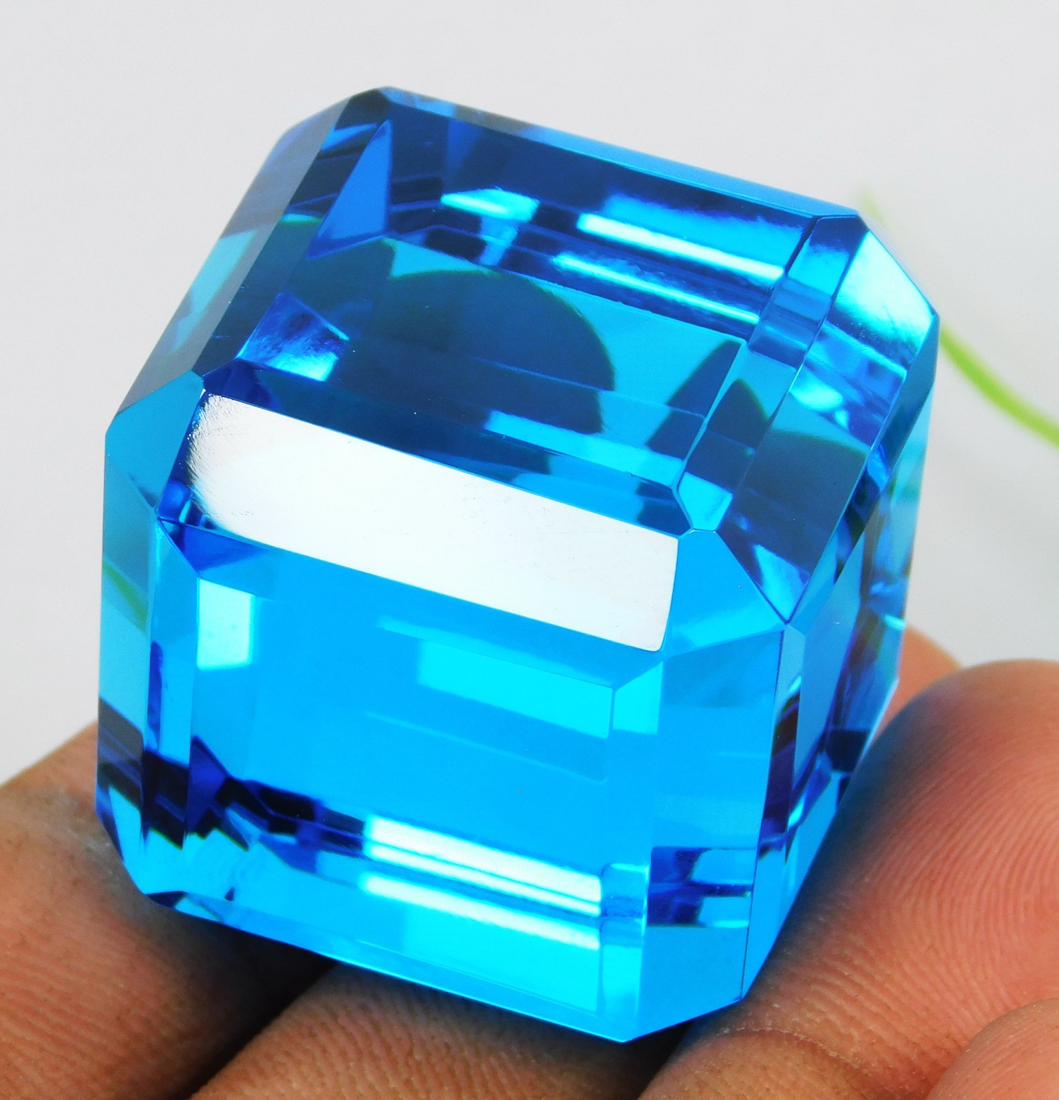 HUGE Natural 300.10 Ct Cube Cut Sky Blue Topaz Certified Loose Gemstone