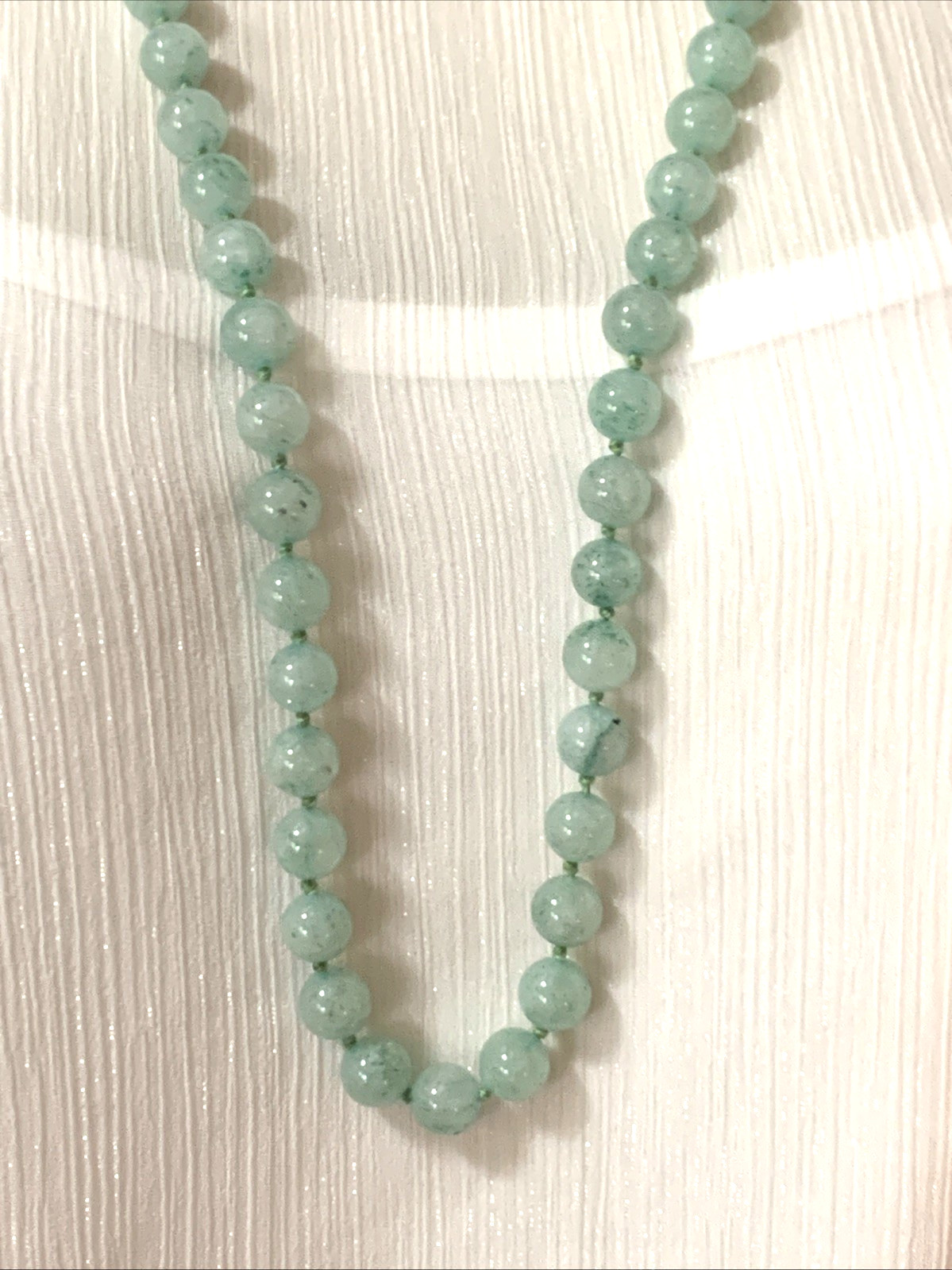Green 10mm Aventurine Quartz Beaded Necklace Hand Knotted 10mm Round Strand 32″