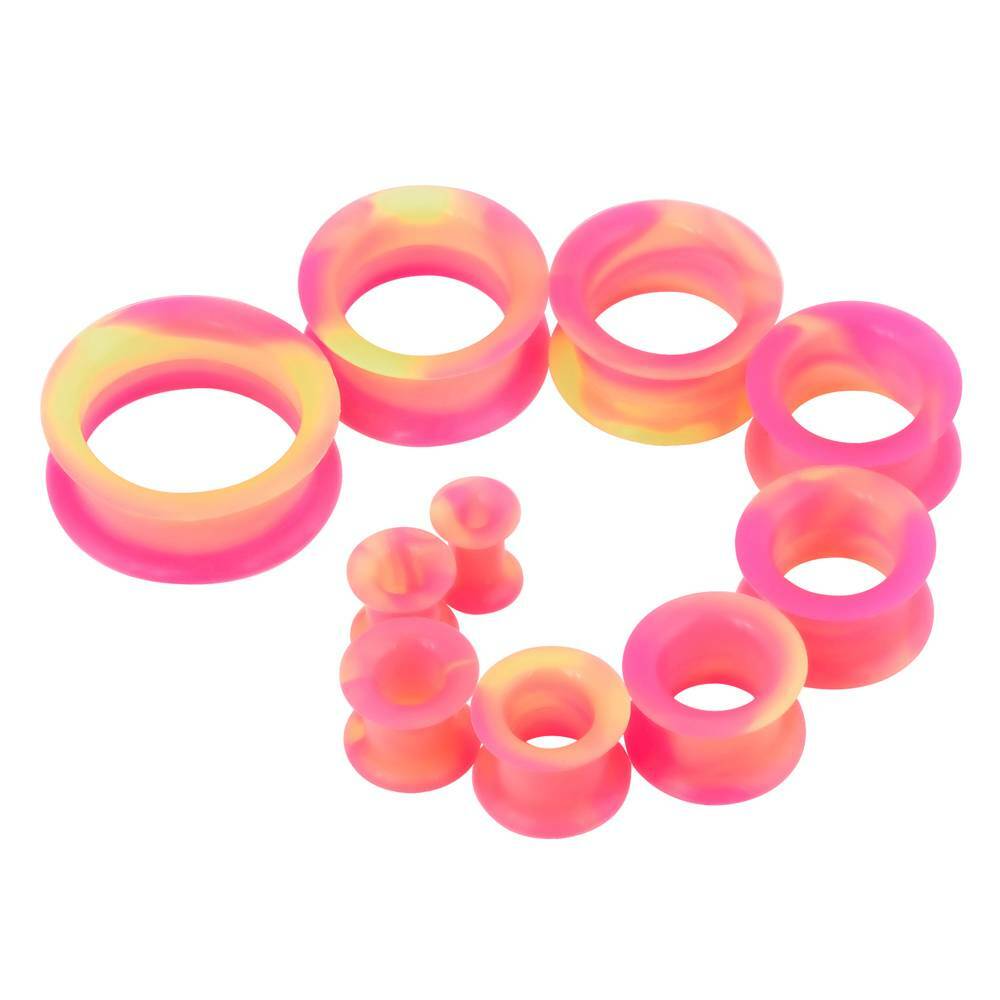 2Pcs Thick Silicone Ear Skins Flesh Tunnels Double Flared Hollow Ear Gauge Plugs