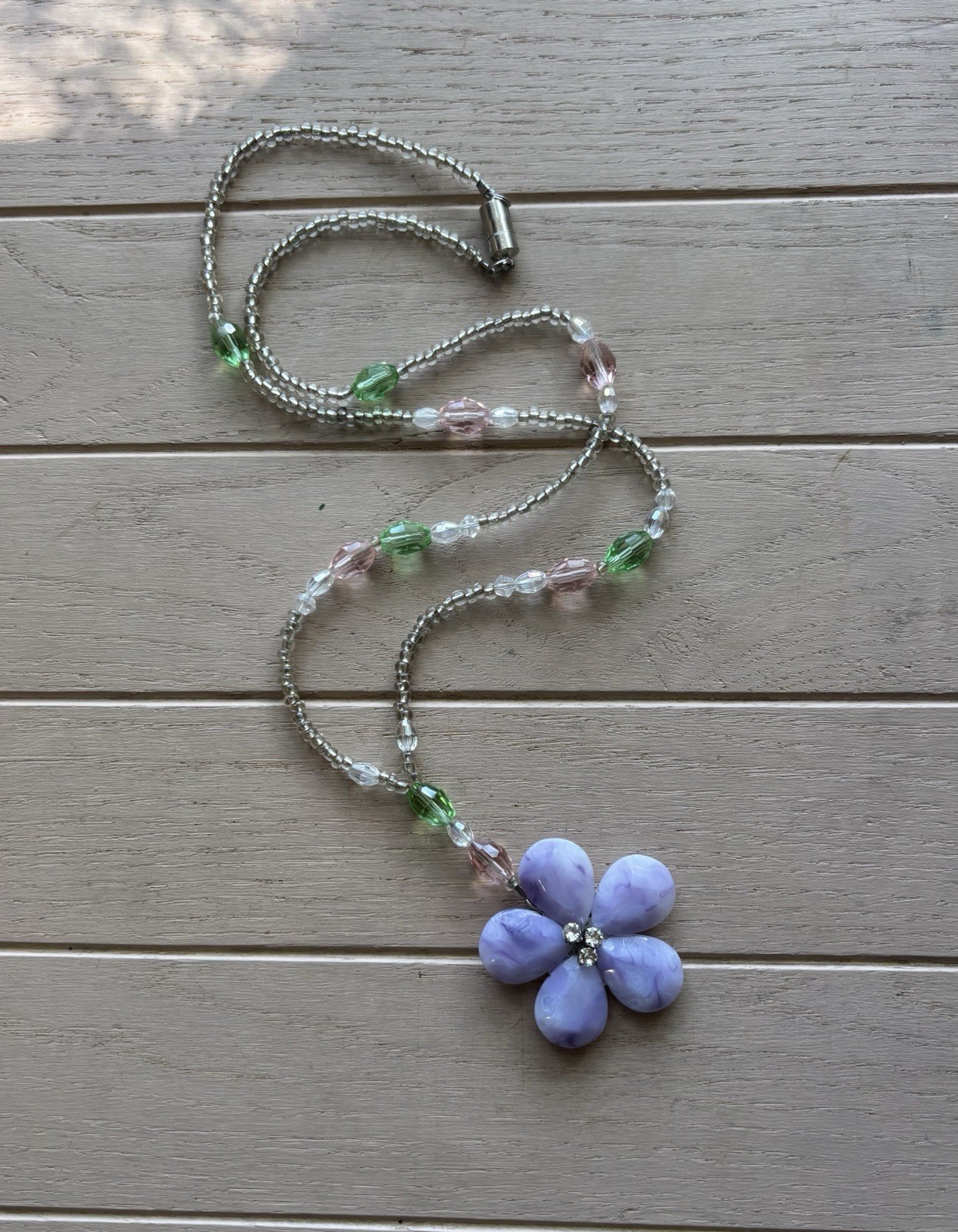 Romantic Whimsey Coastal Sparkle Mermaid/Fairy Long Statement Lilac Necklace