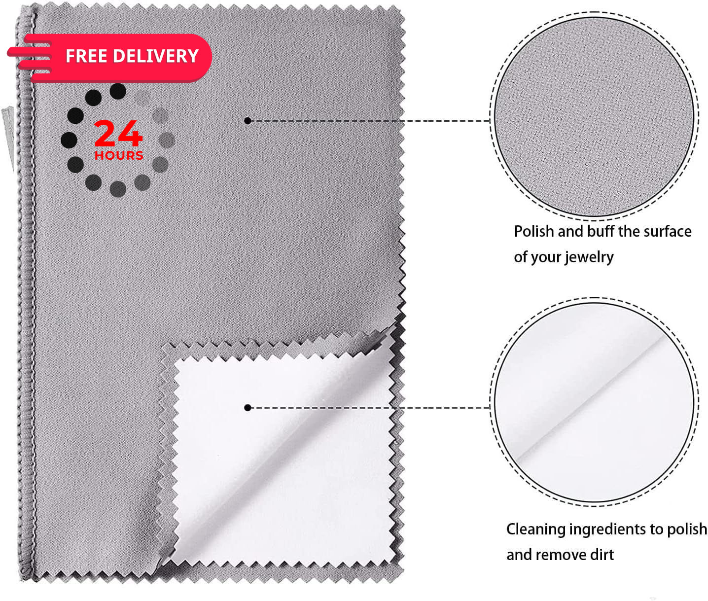 JARGOD Pro Size Silver Polishing Cloth Jewelry Cleaning 11″ Large, Gray