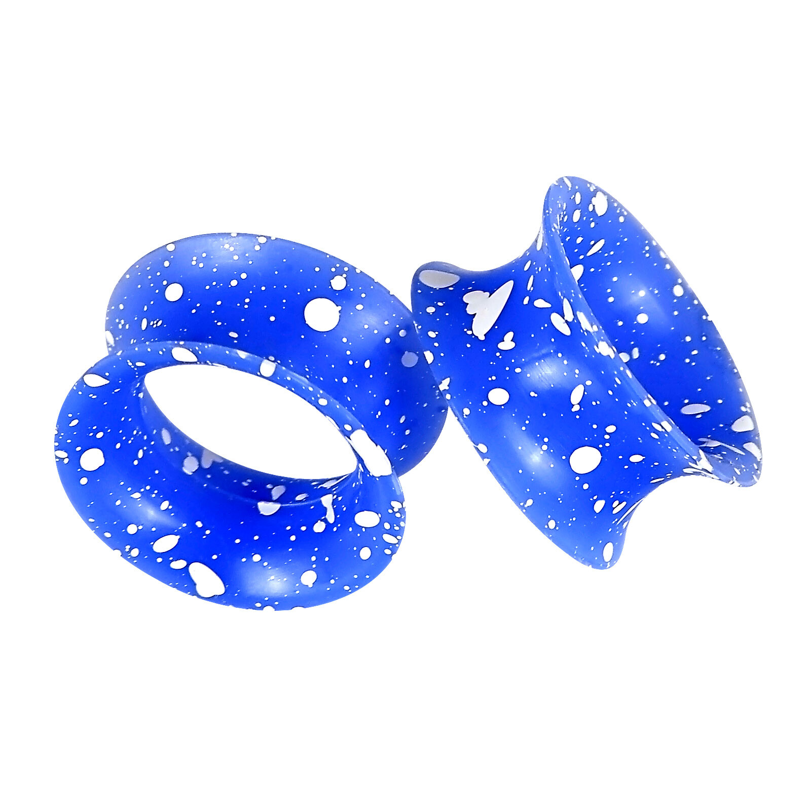 PAIR White Dot Thin Silicone Flexible Ear Tunnels Plugs Gauges Expander 2g-3/4″