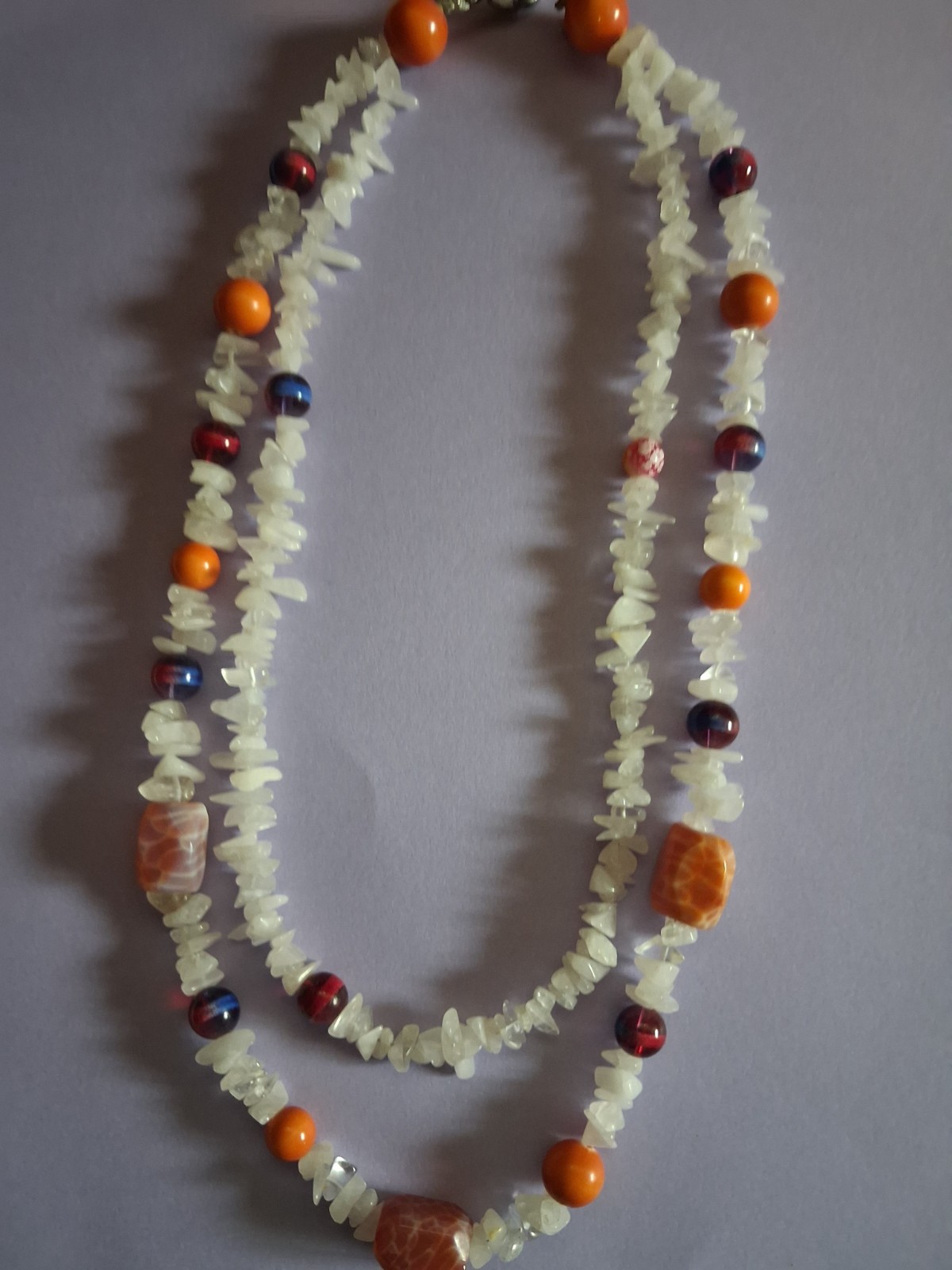 Handcrafted Handmade Gemstone Necklace Fire Agate and Chip Bead 1 Year Warranty