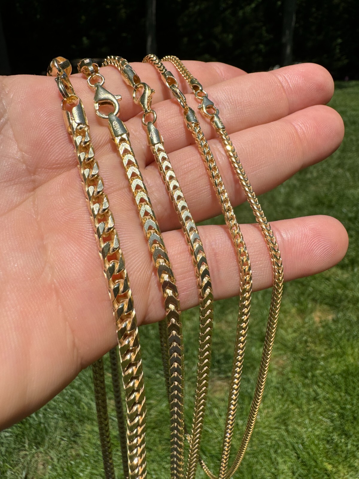 Men’s Real 14k Gold Plated Solid 925 Sterling Silver Franco Chain 2-5mm Necklace