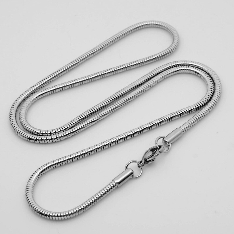 DIY Stainless Steel Silver Round Snake Pendant Chain Necklace Women Men 16-30”