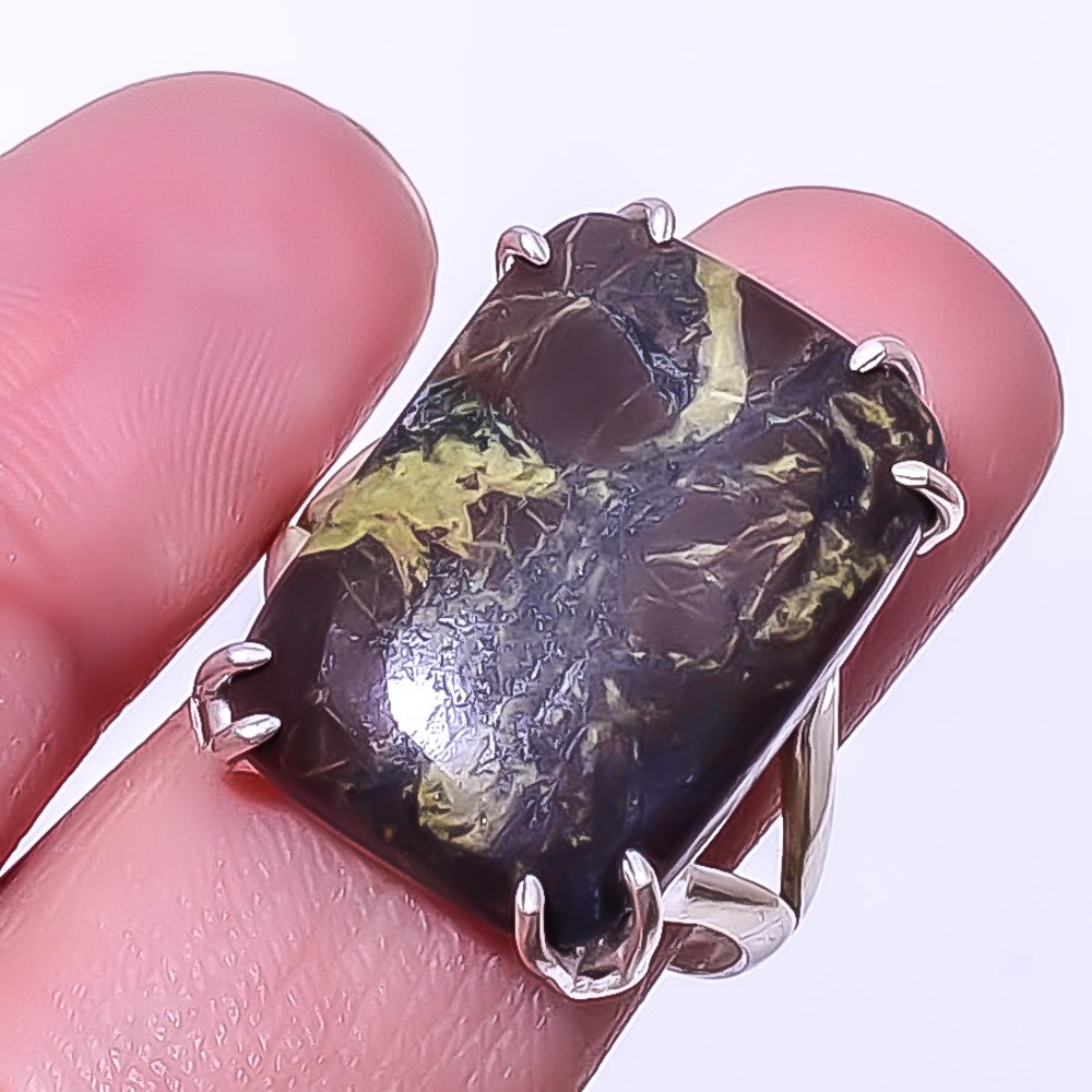 Iron Tigers Eye – South Africa Handmade Silver Plated Ring s.9.5 T2764