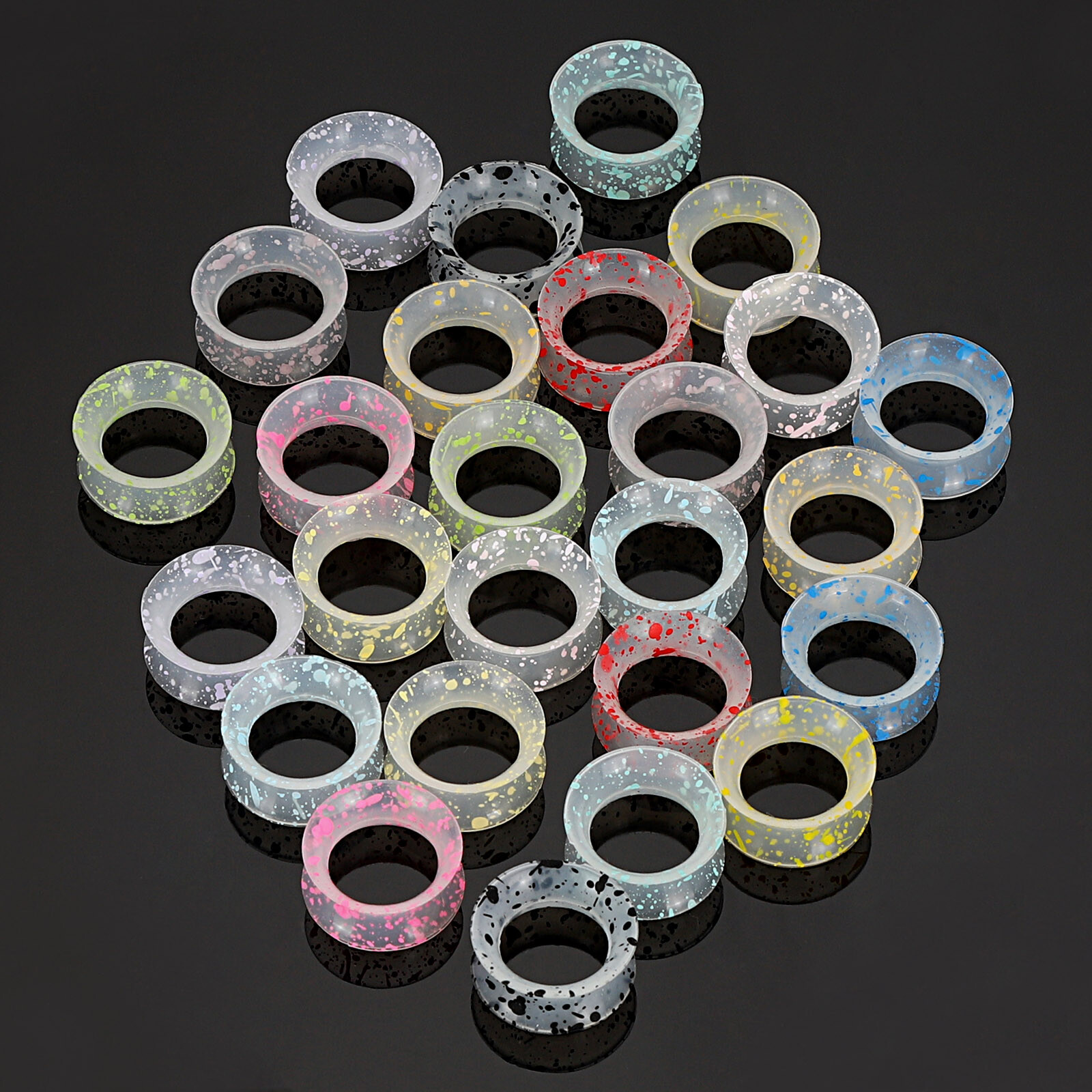 20-100PCS Kit Thin Flesh Tunnel Set Colorful Silicone Ear Gauges Soft Ear Plugs