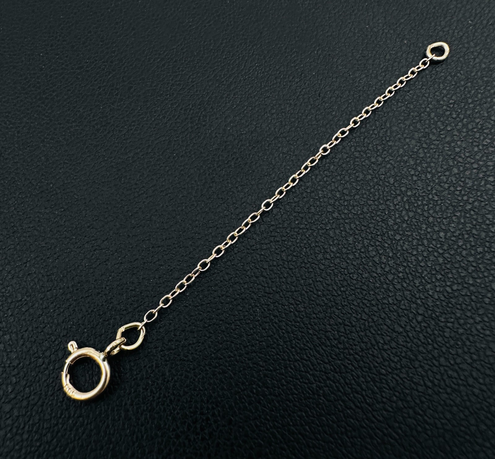 14K Solid Yellow Gold Cable Link Safety Chain Extension Extender, 1mm, 2.25″