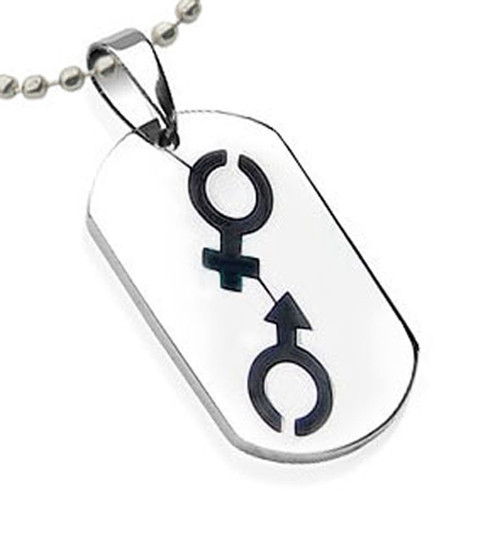 Pride Shack – Bisexual Pride – Smooth Dog Tag w/ Cut Out Male Female Symbols