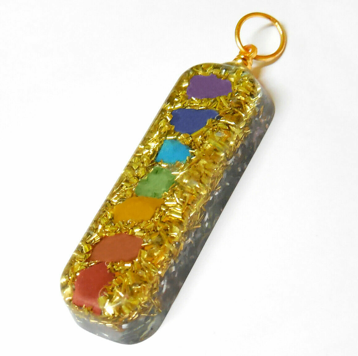 Orgone Energy Generator Pendant Orgonite Rainbow Chakra Gemstone Necklace