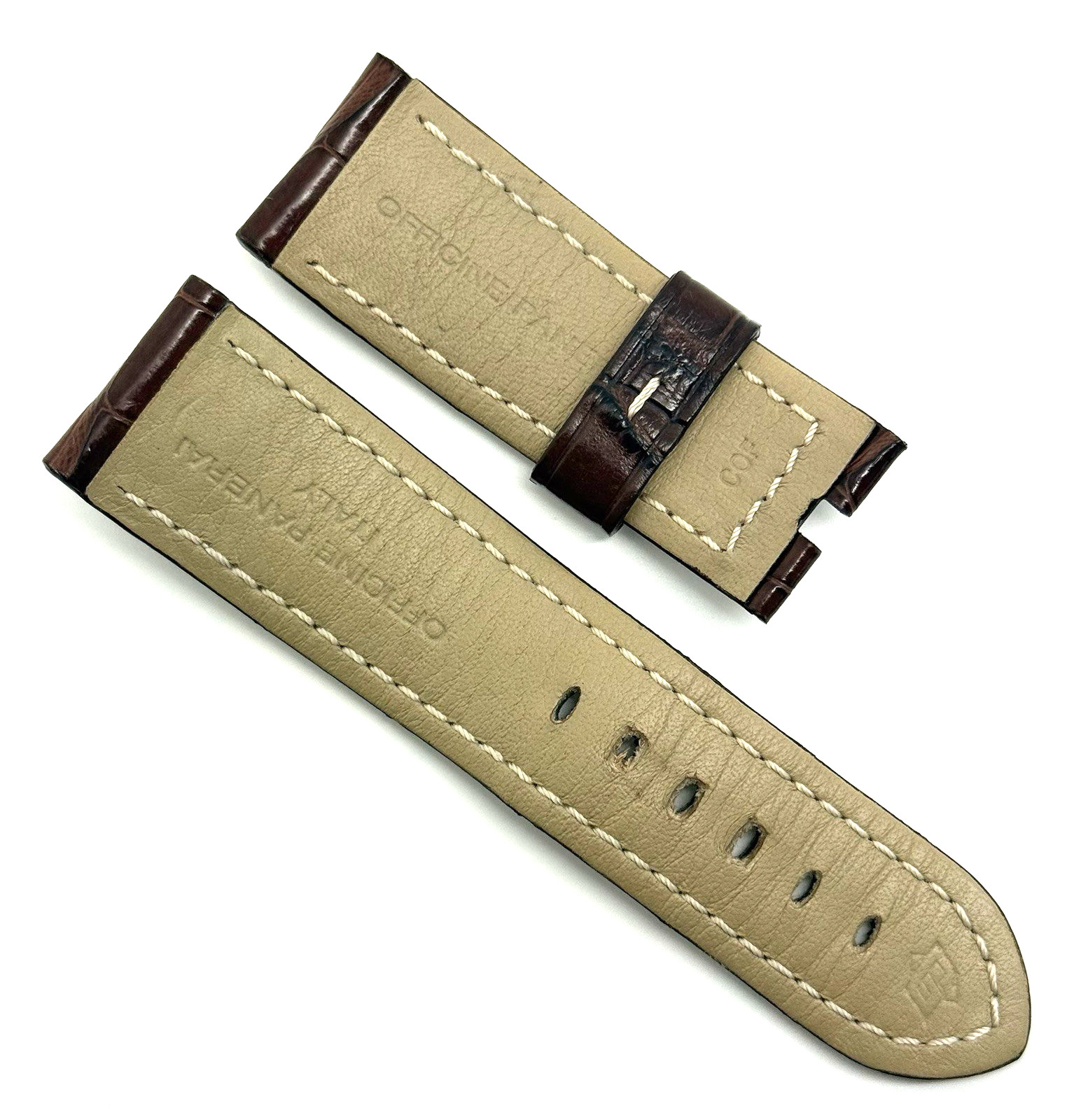 Officine Panerai 24mm x 22mm Brown Alligator Watch Strap Band Tang Authentic OEM