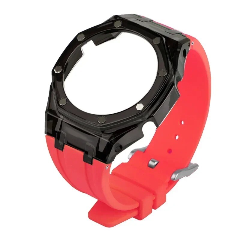 Transparent Case Bezel With Rubber Band Strap Mod Kit For Casio GA2100/GA2110