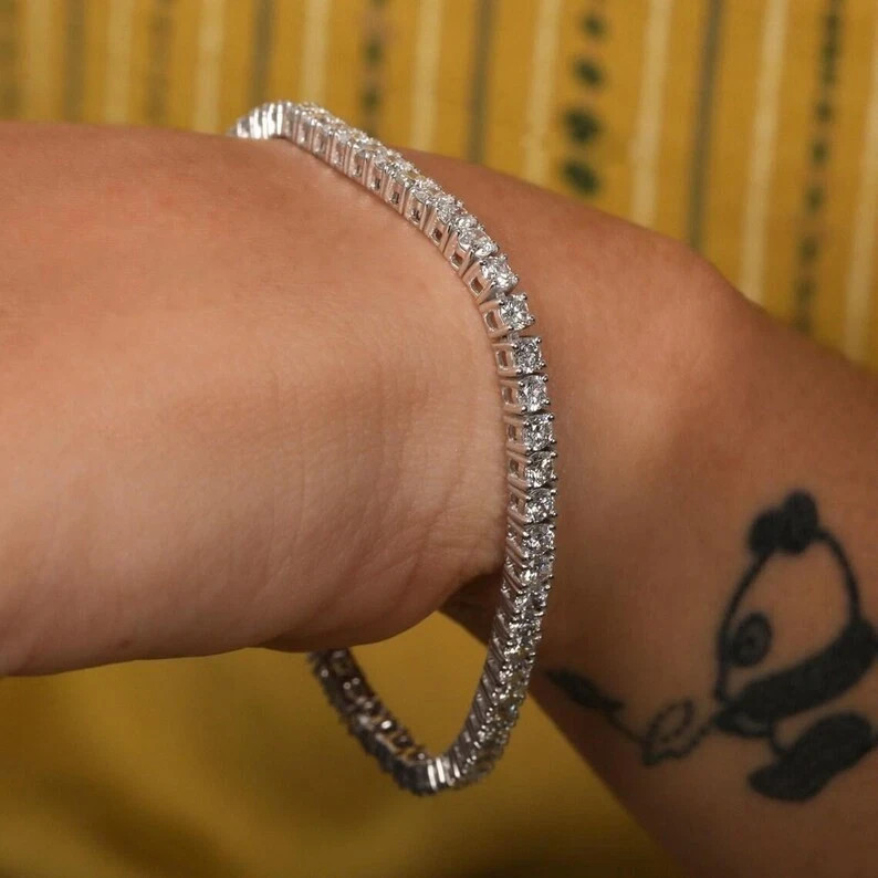 12Ct Round Diamond Tennis Bracelet for Any Occasion 14K White Gold Finish 7″ In