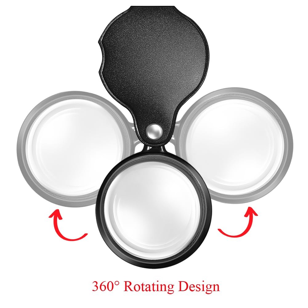 10X Magnifying Glass Loupe Pocket Magnifier Mini Folding with Holster