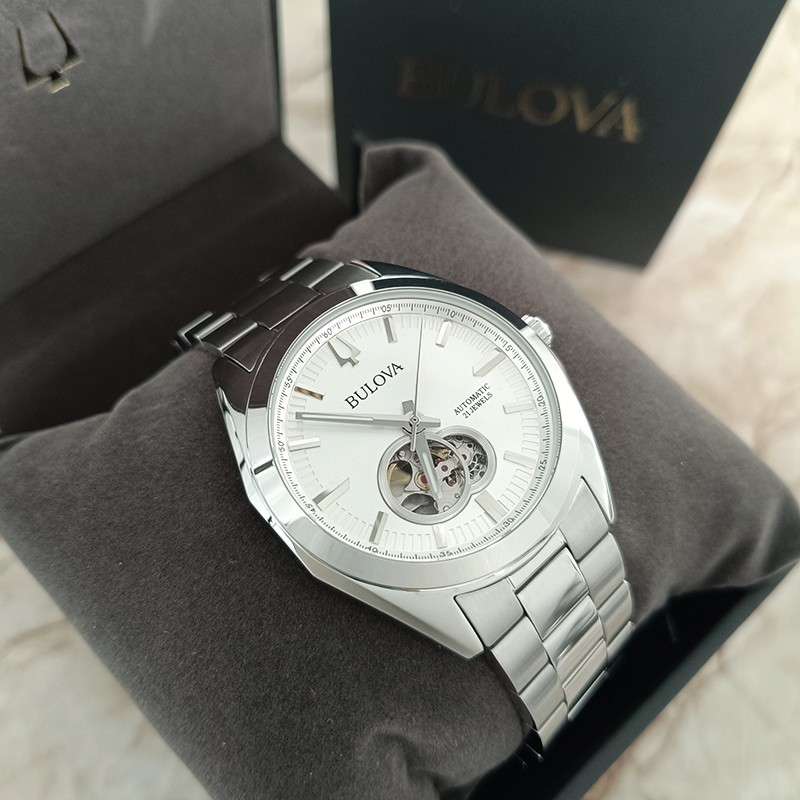 Bulova Surveyor 96A274 Silver/White Dial Men Classic Automatic Chronograph 42mm