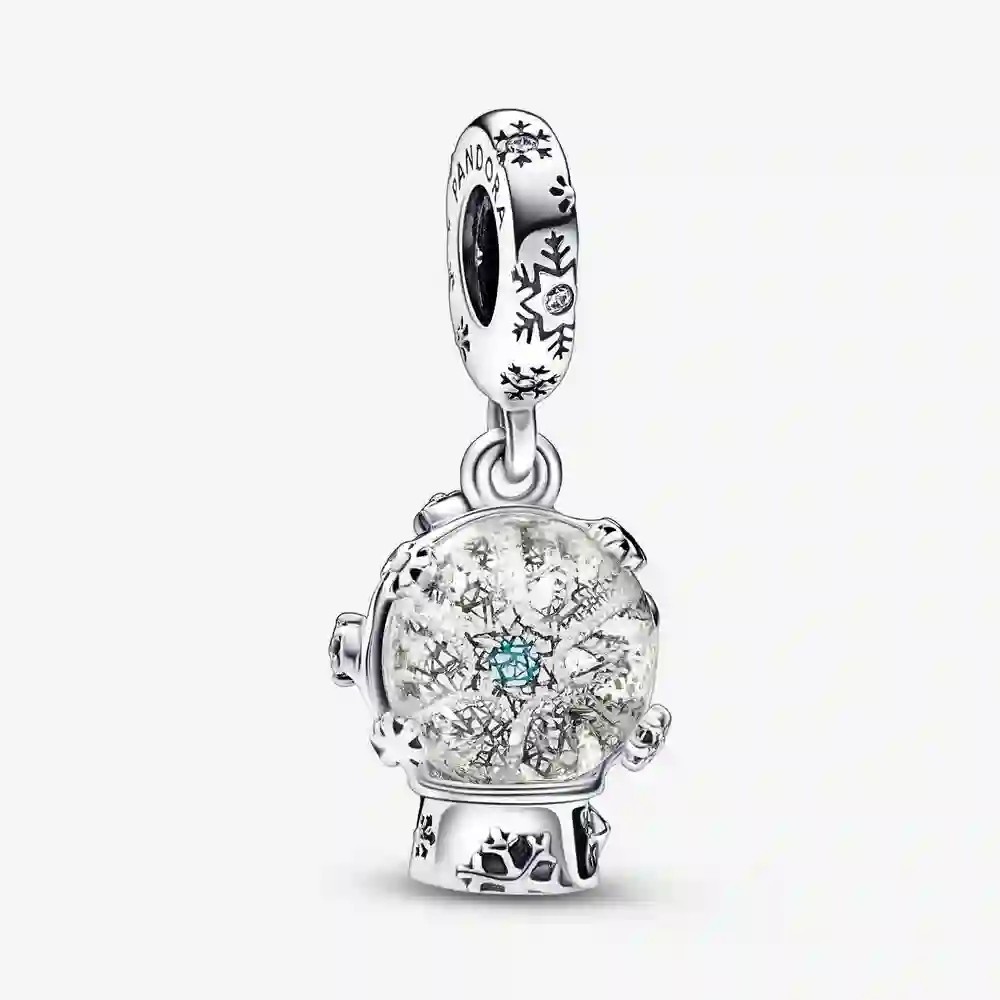 NEW PANDORA 100% #792369C01 Snowflake Snow Globe Dangle Charm, NEW WITH BOX