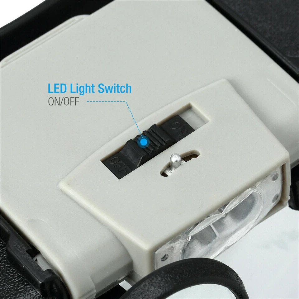 LED Headband Magnifier Visor Glasses Jeweler Loupe Watch Repair Magnifying