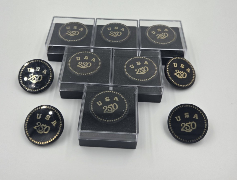 USA 250th Anniversary Obsidian Stone Pin Set OF 5 Badge 1.2″Limited Edition