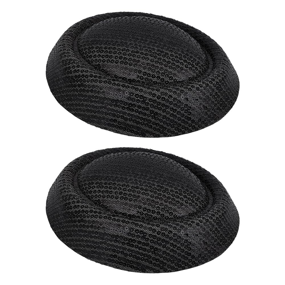 2Pcs Black Fascinators Hat Base Polyester Millinery Base with Glitter Sequins…