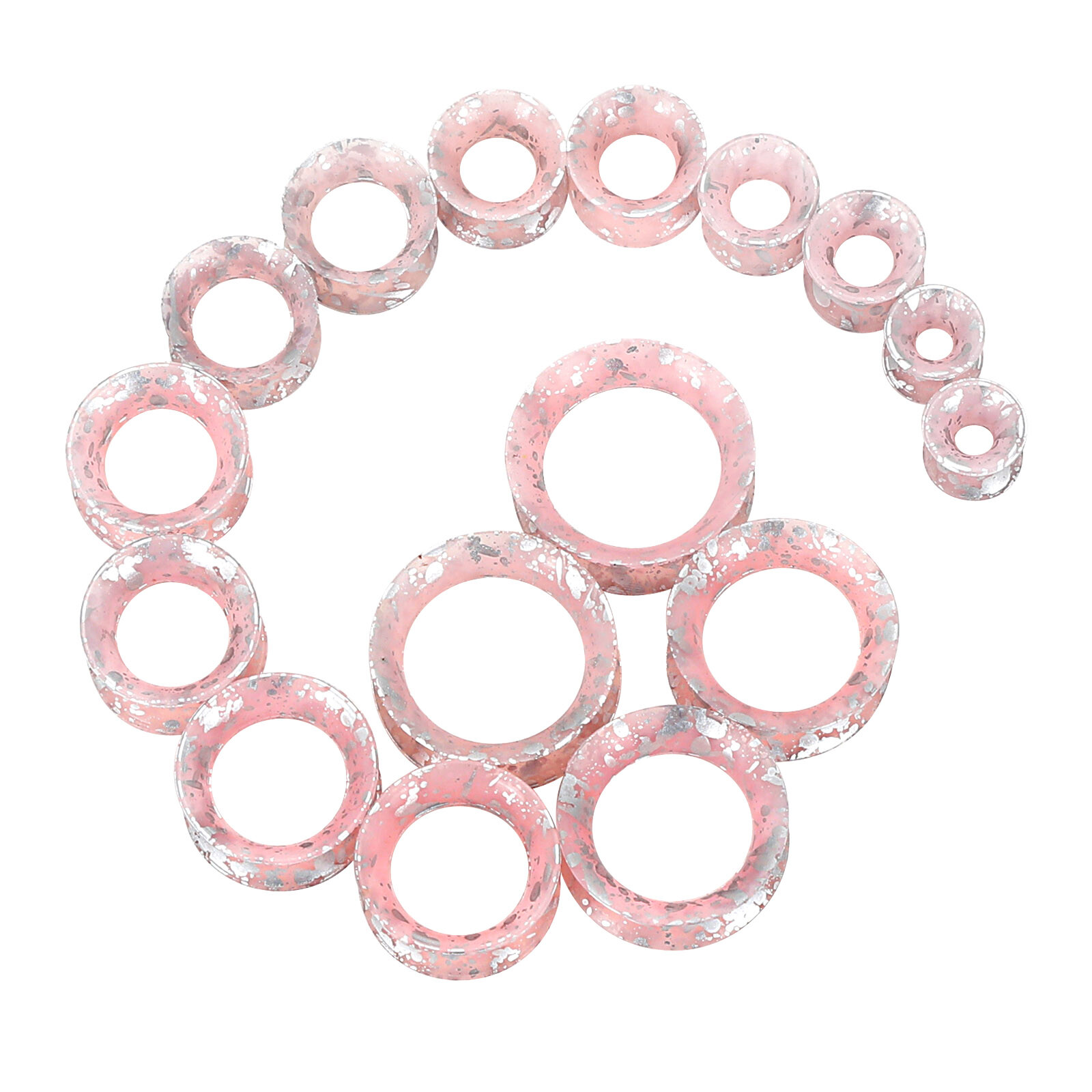 Pair-Ultra-Thin Flesh Tunnels Silicone Ear Gauges Plugs Silver Spots Expander US