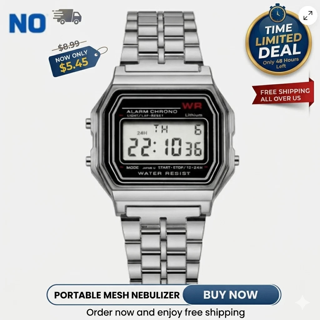 F-91W-1 Men’s 2025 Digital Silver Steel Watch Classic Alarm Light Waterproof
