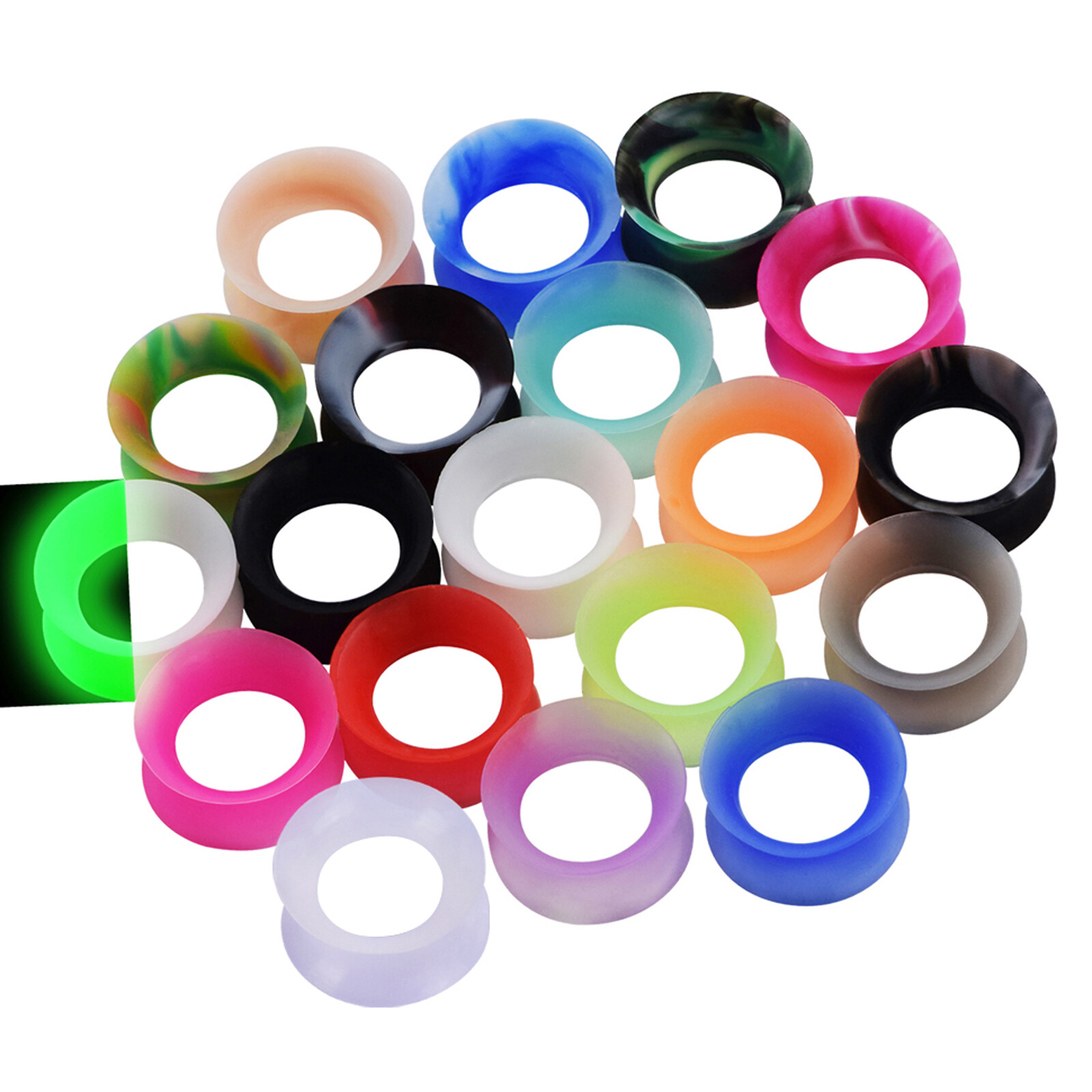 Pair Thin Soft Silicone Tunnels Plugs Ear Gauges Flexible Expanders Earskin
