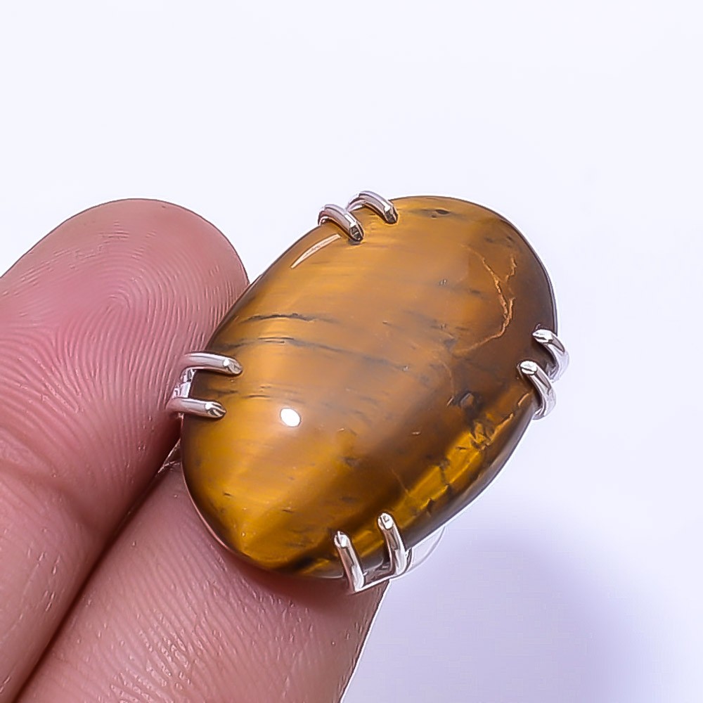 Yellow Tiger Eye -South Africa 925 Sterling Silver Ring 7 R69, Christmas Gift