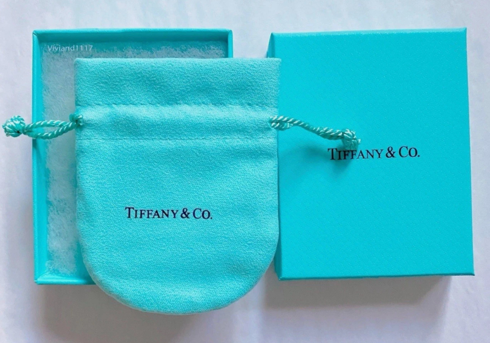 Tiffany & Co Empty 3.75″ x 3″ x 1.5″ Blue Gift Box/Travel Pouch 2pc set