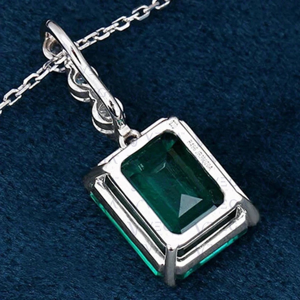 3.75 Ct Emerald Cut Emerald Pendant Wedding Pendant 14k White Gold