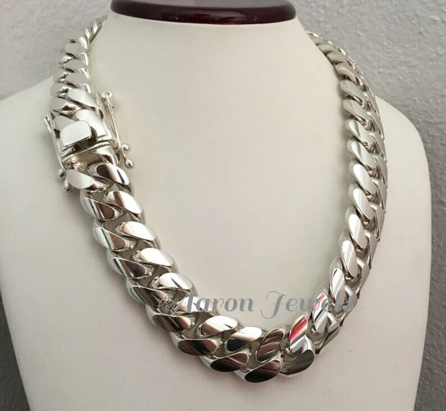 Men’s Miami PLAIN Cuban 20mm x 26″ LINK Chain 925 Sterling Silver ITALIAN LOCK