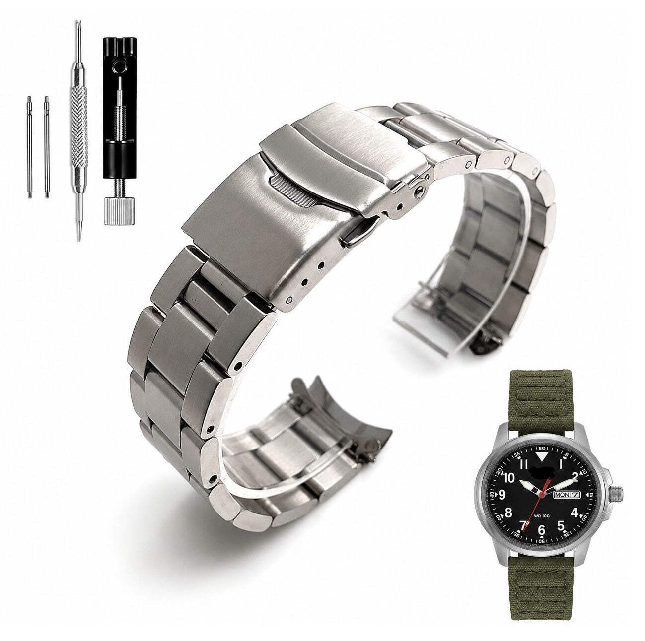 Metal Replacement Watch Band Fits Citizen Garrison BM8180-03E 71W 62E Bracelet