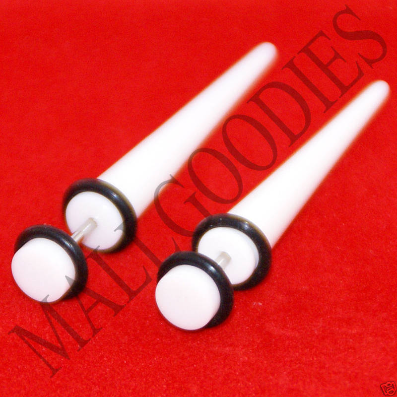 0103 Fake Faux Cheaters Illusion Stretchers Tapers Exanders Plugs 2G 6mm White