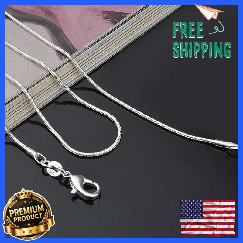 Chain Silver Necklace Rope Sterling Italian 16-30in Unisex Women Stainless Steel