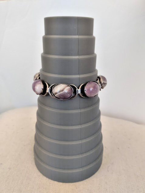 Signed PJ South Africa Sterling Silver with Cabochons Multi Link Bracelet