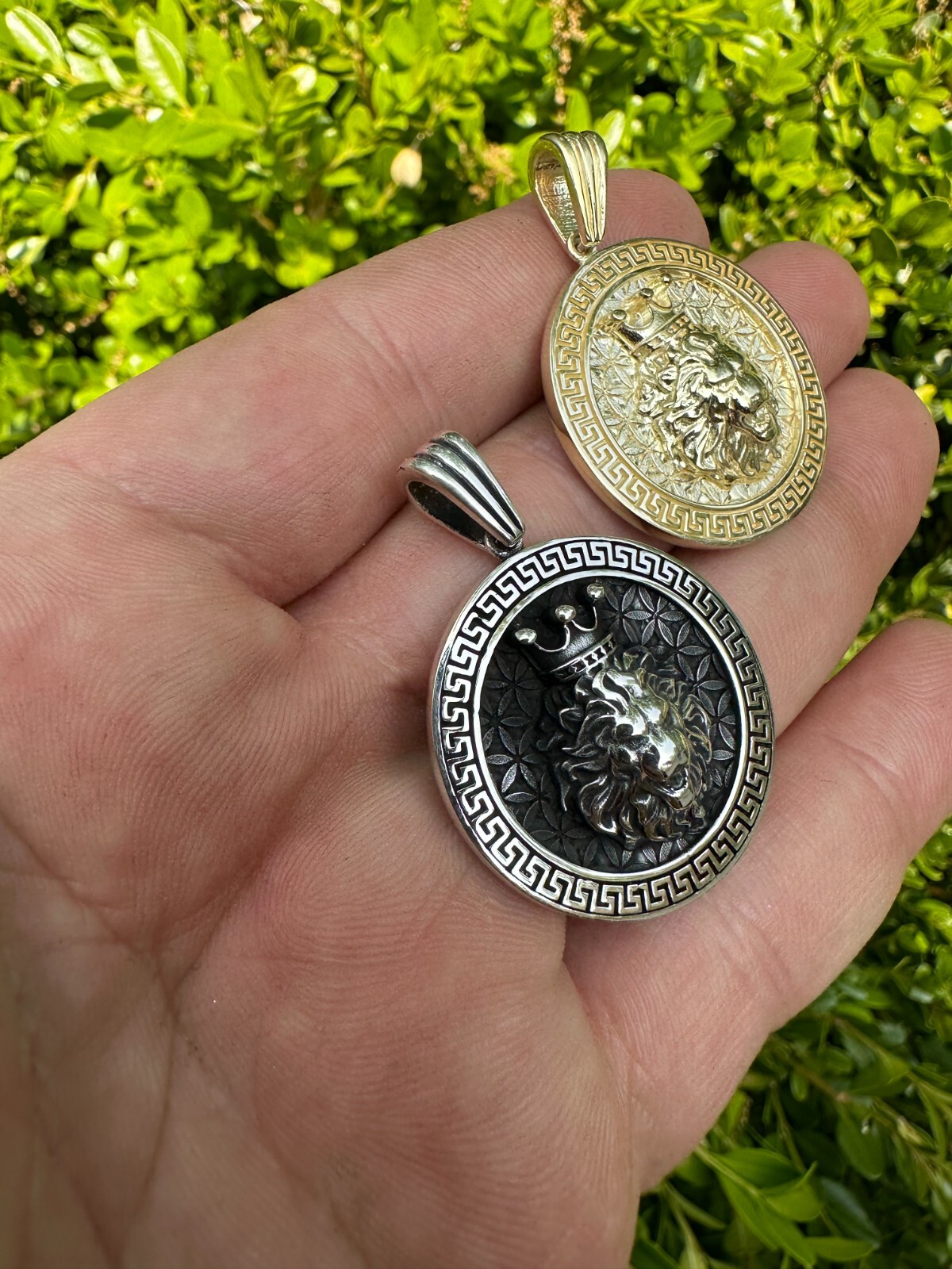 Real 925 Silver / 14k Gold Plated Lion King Of Jungle Medallion Pendant Necklace