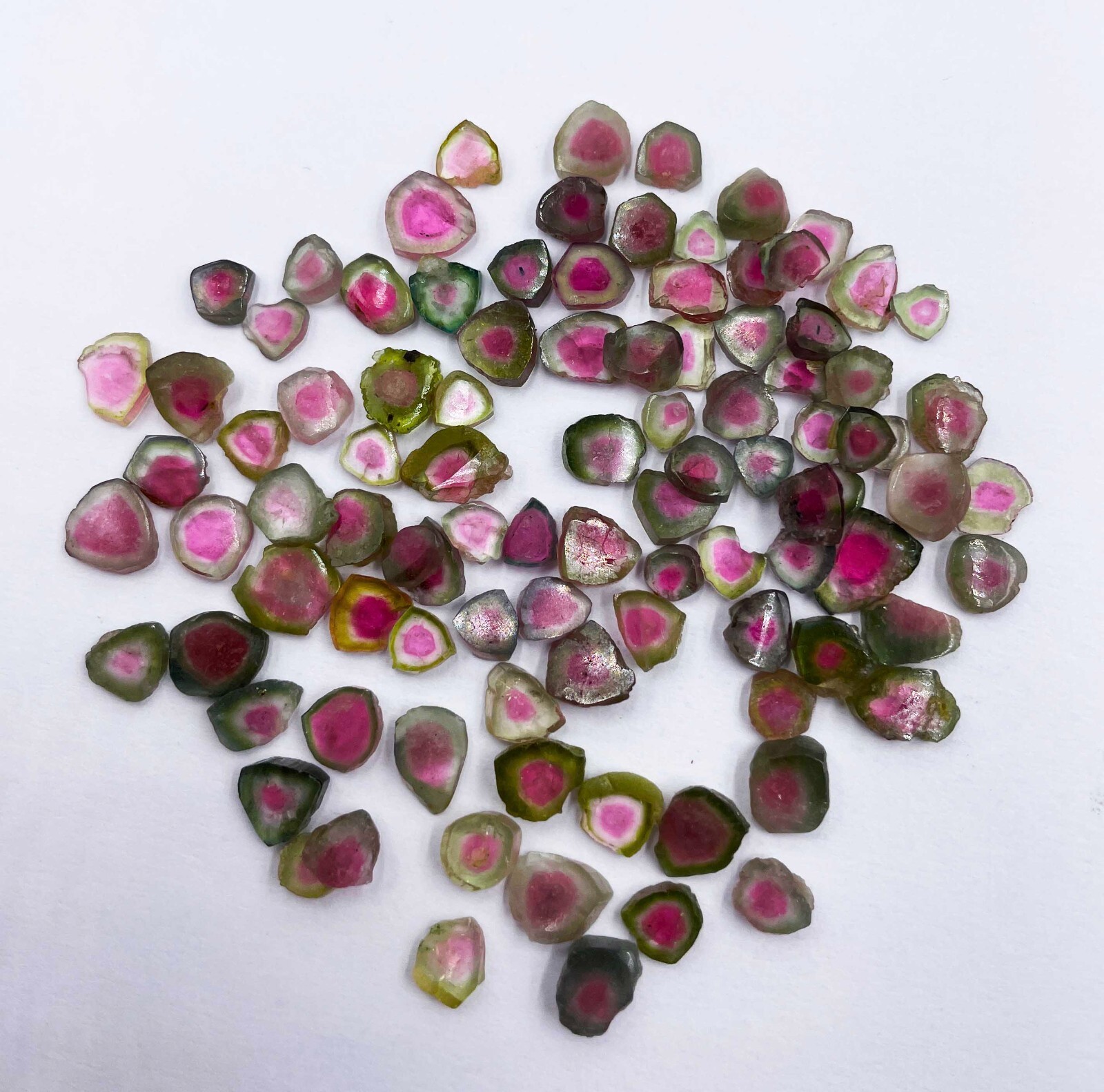 Natural Watermelon Tourmaline Slice Loose Gemstone Lot 10 Pcs 5*6-7*8 MM 10 CT