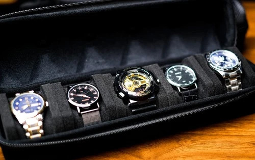 Travel Watch Case 5 Slot Roll Organizer Hard Shell Storage Box Display Pouch Bag