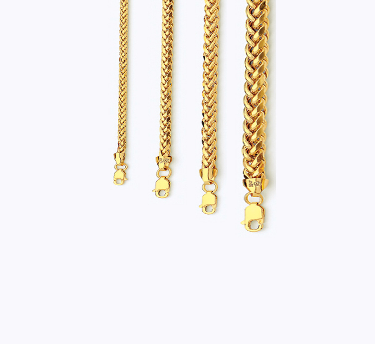 10k Yellow Gold 2.5mm-5mm Wheat Palm Chain Bracelet Size 7″-30″ Hollow