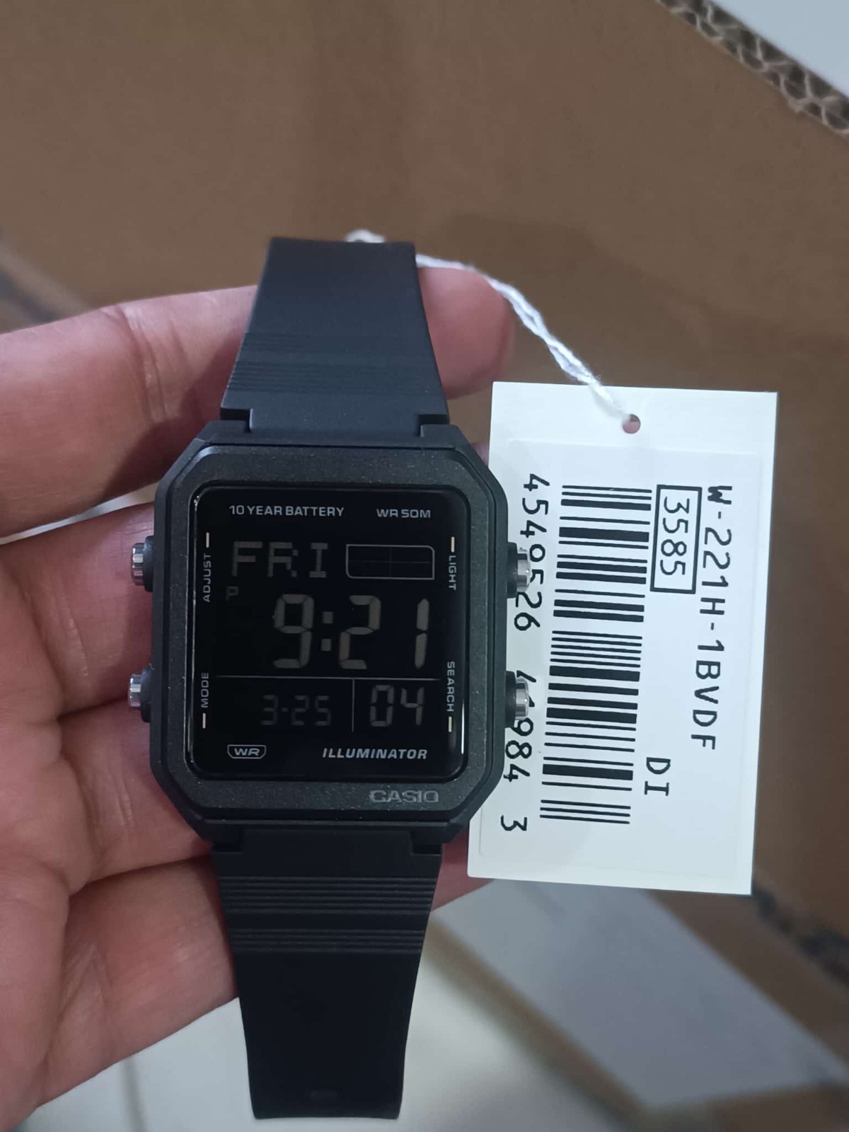 Casio W-221H-1BVDF Black Digital Watch 50M WR 10 Year Battery NEW