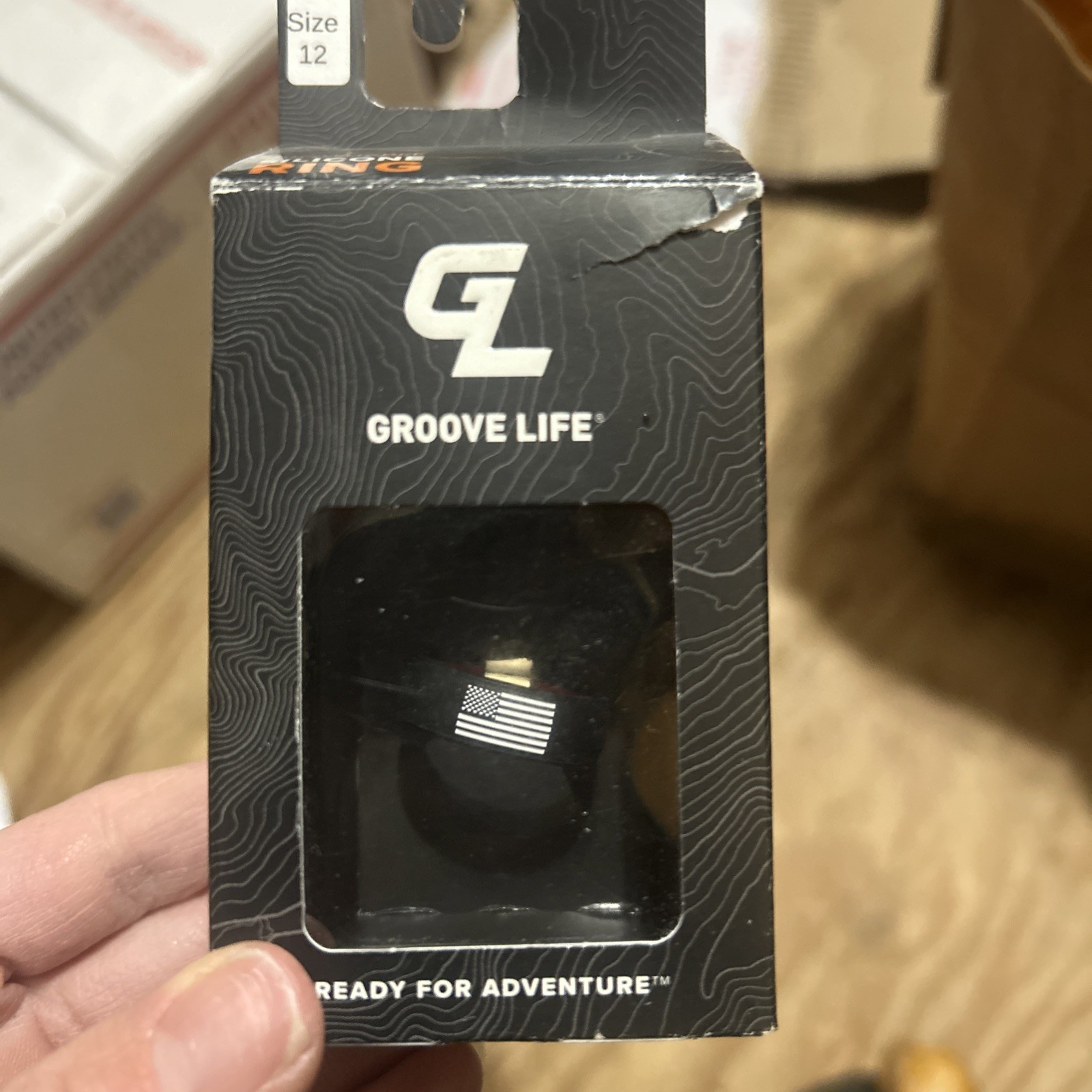 GROOVE LIFE Hero America Black & White Flag Rubber Ring Wedding Size 12