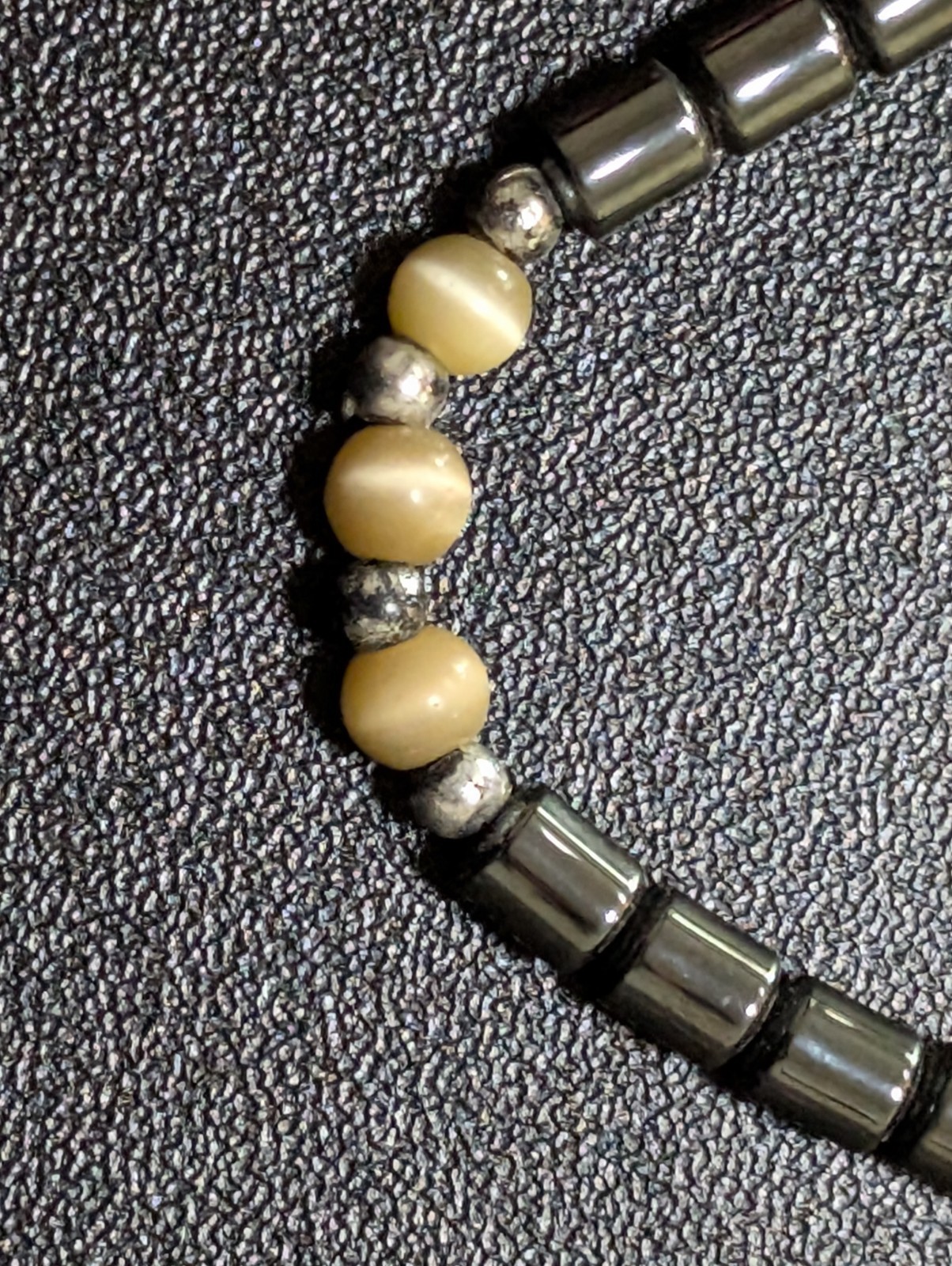 Hematite & Clear Quartz Heart Pendant Y Necklace + Bonus Cat’s Eye Bracelet Lot