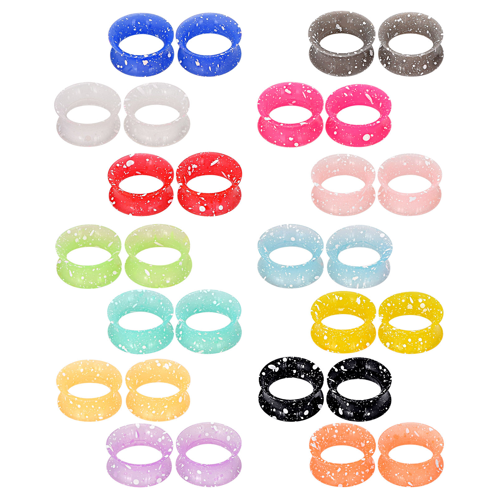 2Pcs Silicone Flexible Thin Double Flared Flesh Tunnel Ear Plugs Gauges Expander
